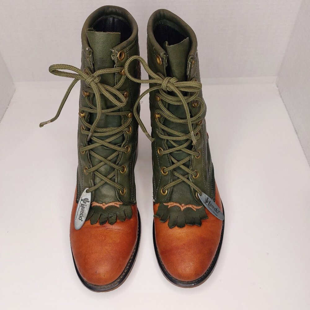 Laredo Granny Leather Lacer Packer Kiltie Western Boots Women's Size 6M